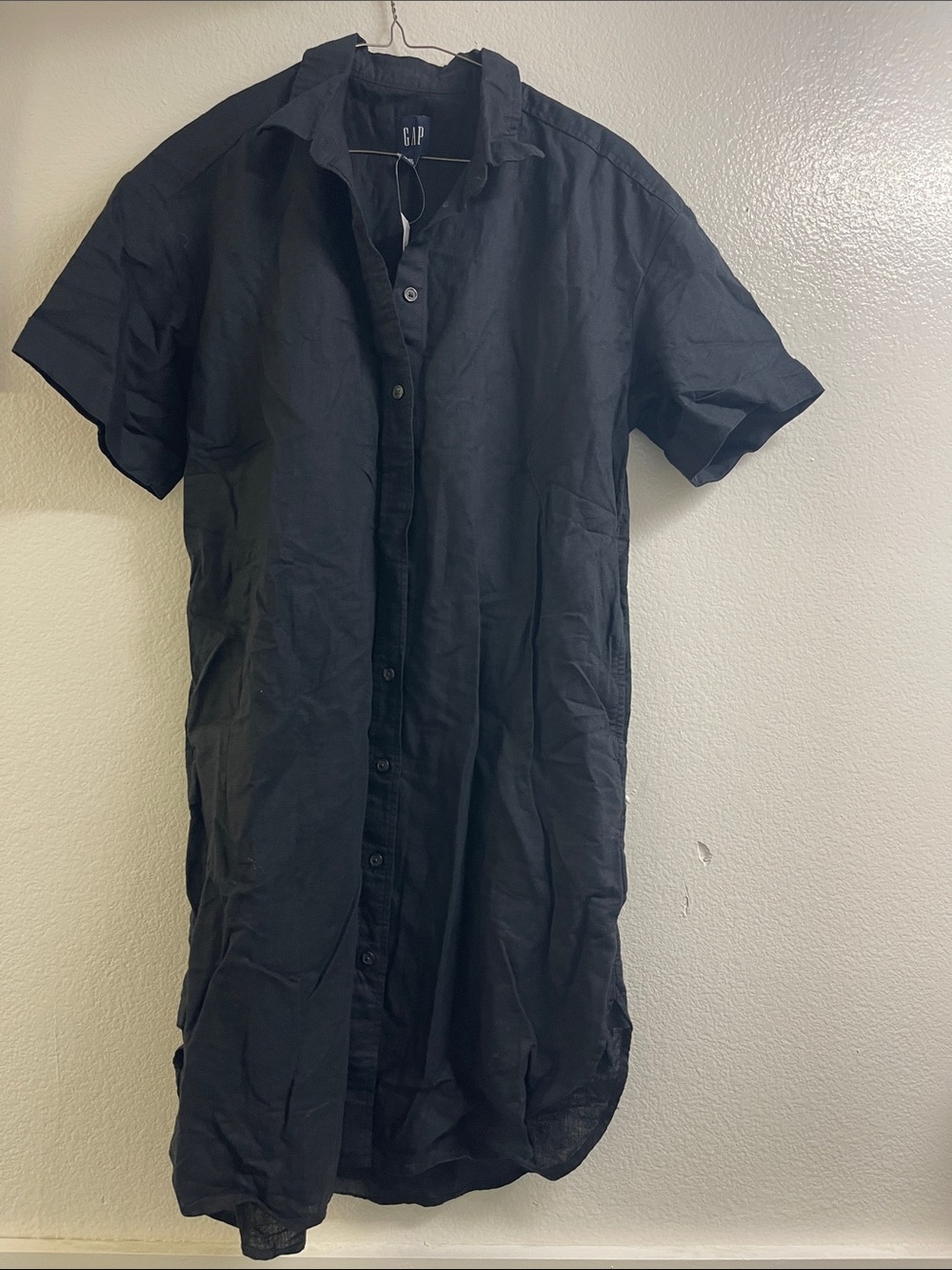 GAP Black womens  Short-Sleeve Button-Down Shirt dress size XS